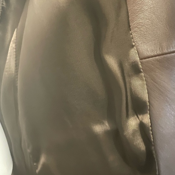 Women jacket blazer lambskin brown modern fit button front 2 pocket front - Picture 4 of 4